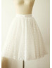 Ivory Dotted Tulle Knee Length Skirt
